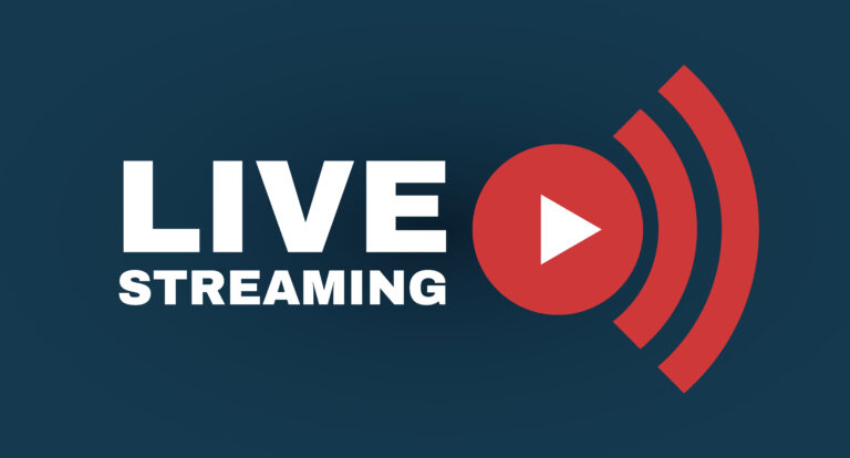 Schriftzug „Live Streaming“ mit Wiedergabesymbol